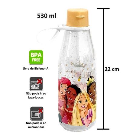 Imagem de Garrafa Hidratação com Tampa Abre Fácil Infantil Princesas Disney 530ml