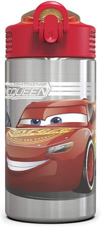 Imagem de Garrafa infantil Disney Cars 3 inox: tampa com ação de uma mão e bico de palha (15,141ml, livre de BPA)