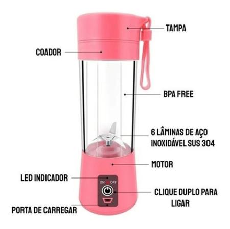 Mixer Mini liquidificador portátil sucos skakes recarregável com copo  removível - AliExpress