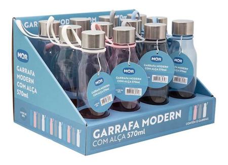 Imagem de Garrafa Modern Com Alça 570ml Cores diversas Branca - Rosa - Cinza e Azu Mor