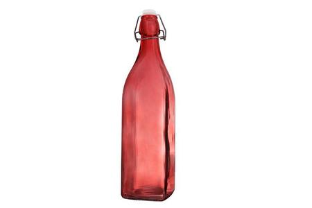 Imagem de Garrafa para Água em vidro Quadrada 1L vermelha - Hauskraft