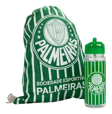 Imagem de Garrafa Plástico 450ml Com Mochila Tipo Saco Palmeiras