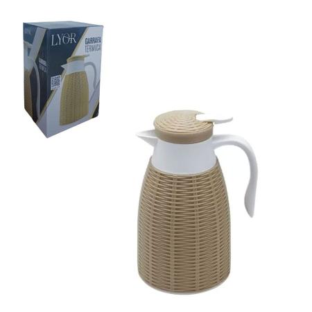 Imagem de Garrafa termica 1 litro para chá e café revestida em ratan
