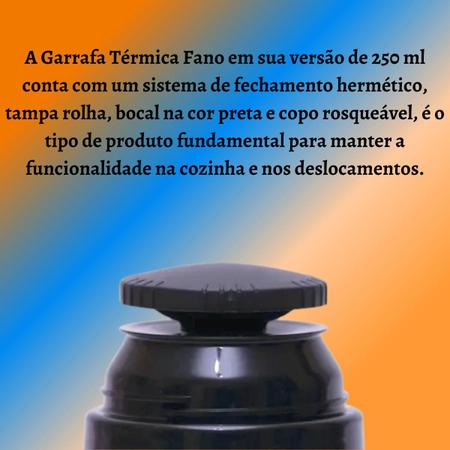 Imagem de Garrafa Térmica 250 ML Fano Unitermi Pequena Portátil Multiuso Água Café Chá Suco Leite