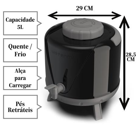 Imagem de Garrafa Térmica 5 Litros Unitermi Com Pés Retrateis Suco Água Tereré Chá