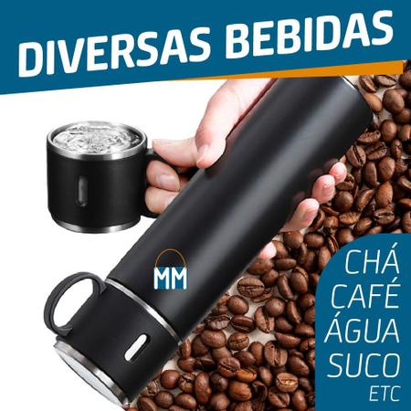 Imagem de Garrafa Térmica  500 ML Kit 3 Tampa Caneca Xícara Premium Café Chá Água