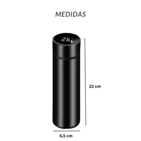 Imagem de Garrafa Térmica 500ml Com Sensor LED Termômetro Temperatura Tampa Digital Display Aço Inoxidável