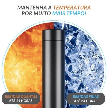 Imagem de Garrafa Térmica 500ml Inteligente Sensor De Temperatura Digital Led de Tampa Aço Inox Café Água Quente Gelado