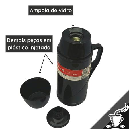 Imagem de Garrafa Térmica 500ML Roma Unitermi Garrafinha Pequena Ampola vidro Café Chá Suco Tereré Chimarrão