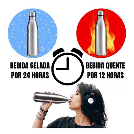 Imagem de Garrafa Térmica Aço Inox Água Gelada Garantida Por 24 Horas