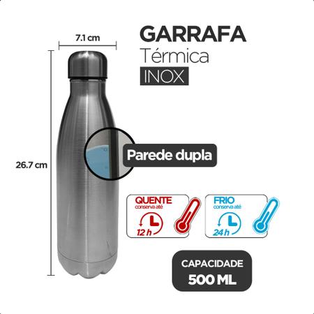 Imagem de Garrafa Térmica Aço Inoxidável Academia Trilha Viagem Portátil Quente Gelado Bebida Garrafinha