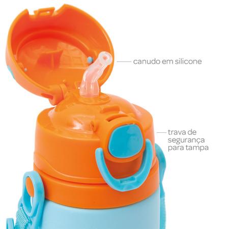 Imagem de Garrafa Térmica Alumínio Infantil Canudo Bichinhos Silicone Buba