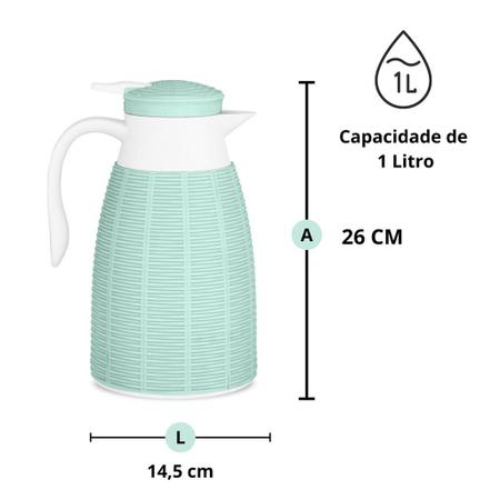 Imagem de Garrafa Térmica Bule Para Café Chá De Plástico Design Rattan Lindas