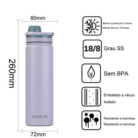 Imagem de Garrafa Térmica Café Suco Água Academia Passeio Camping Caminhada Aço Inox Portátil 750ml