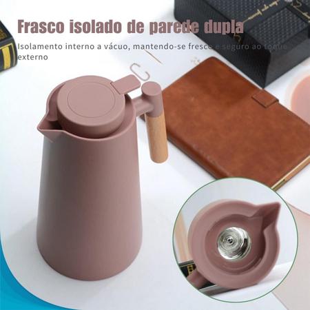 Imagem de Garrafa Térmica De Café Cabo Madeira E Termômetro Presente