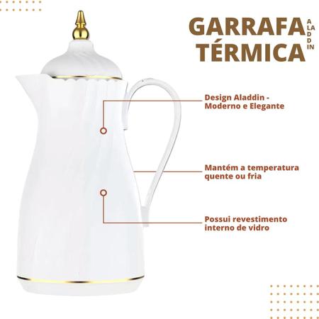 Imagem de Garrafa Térmica Decorativa Branca 1L Quente Frio Café Chá