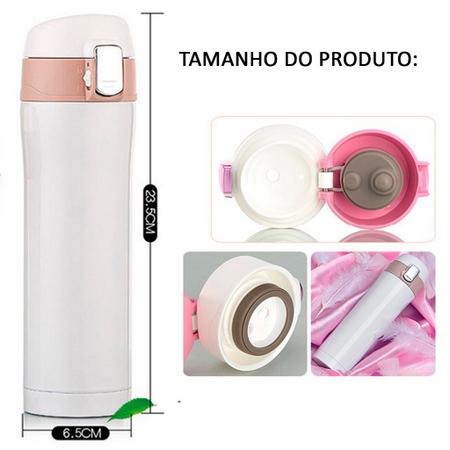 Imagem de Garrafa Térmica Dupla Camada Inox c/ Tampa e Trava 500ml Agua Academia Fitness Escola Passeio