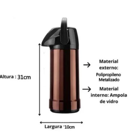 Imagem de Garrafa Térmica GLT Pressão Metaliz 1 Litro Cobre