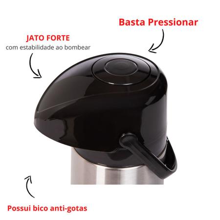 Imagem de Garrafa Térmica Inox 1L Para Café Chá De Pressão