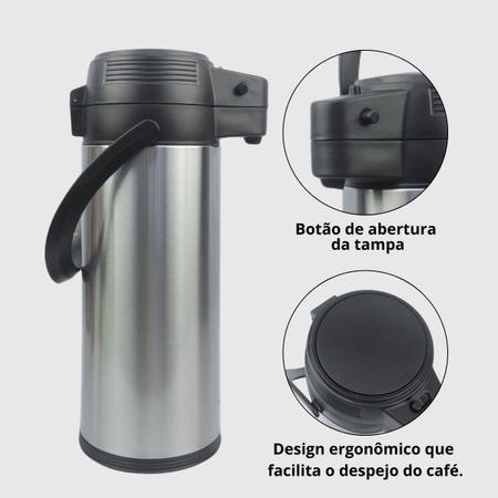 Imagem de Garrafa Termica Inox com trava de segurança Café Chá 1,9L