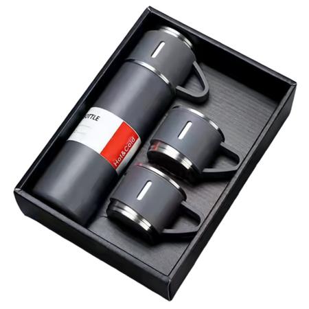 Imagem de Garrafa térmica Inox Deluxe + 3 mini copos Inox 500ml temperatura ideal