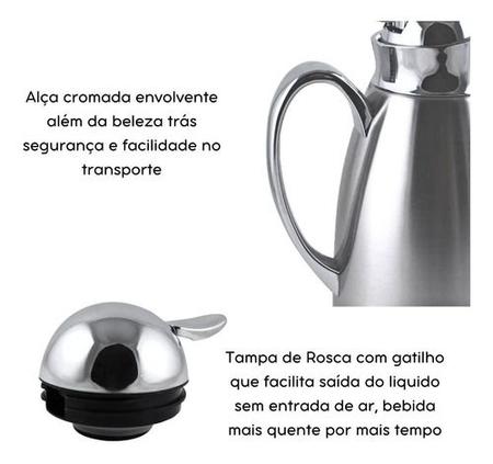 Garrafa Térmica Inox Jarra Ampola Vidro Café Quente Luxo 1L - Losanshop