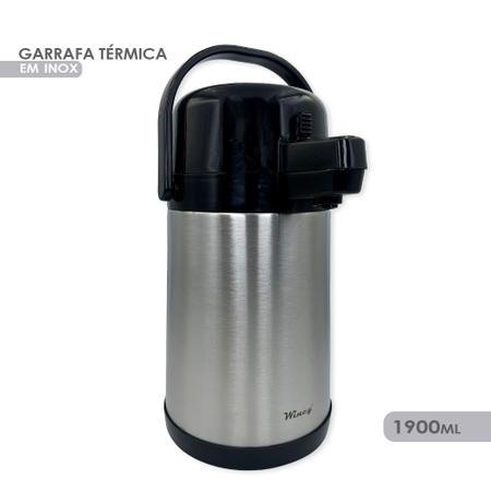 Imagem de Garrafa Térmica Inox Para Café Chá 1,900 Litros Parede Dupla Termo Blindagem Vácuo