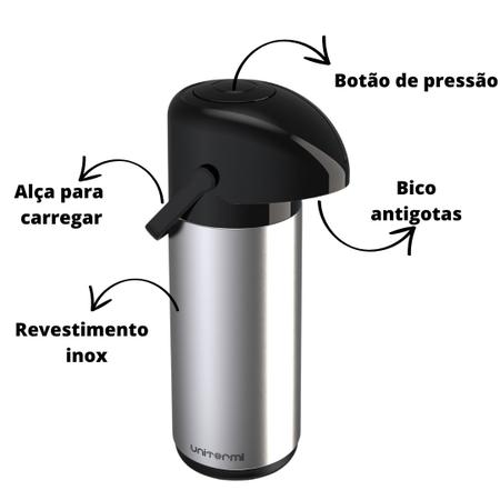 Garrafa Térmica Inox 1 Litro Profissional Ampola Vidro - Utifácil I  Utilidades domésticas inovadoras