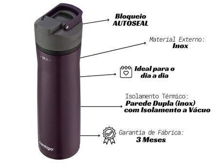 SQUEEZE TERMICO GARRAFA DE AGUA AUTOSEAL CORTLAND CHILL 2.0 - 709 ml -  INOX/PITAIA - CONTIGO - Ou - Squeeze - Magazine Luiza