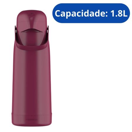 Imagem de Garrafa térmica Magic Pump 1,8L Rosa Deep em Plástico com Bomba de Pressão Termolar 56747