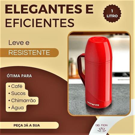 Garrafa térmica café água chá 1 Litro Cores Diversas quente e frio Mor