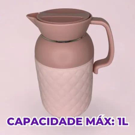 Imagem de Garrafa Térmica Plástico 1 Litro Rosca Café Chá Cor Rosa