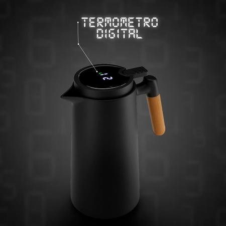 Garrafa Térmica New Termômetro Led Digital 1 Litro Preta