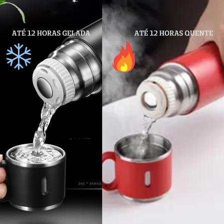 Imagem de Garrafa Térmica Vacuum Inox 500ml P/ Suco Café Com 3 Xícaras