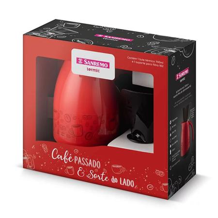 Imagem de Garrafa Térmica Vermelha 700ml Sanremo Filtro Café 102 Chá