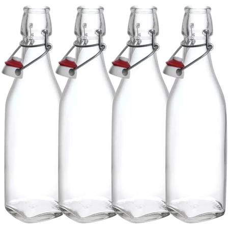 Imagem de Garrafa Vidro Hermética 500ml Swing Armazenar Bebidas 4 Pcs