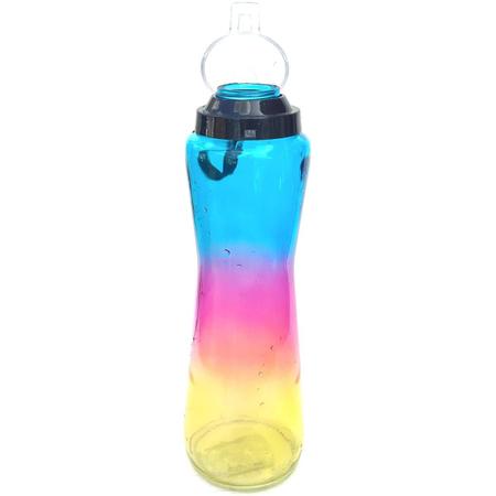 Imagem de Garrafinha De Água Colorida 750 ml Em Vidro Com Tampa Não Vaza De Plástico