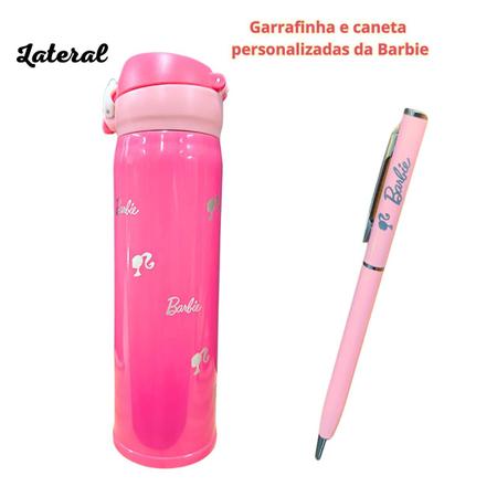 Imagem de Garrafinha de água Térmica Barbie + Caneta Rosa Infantil