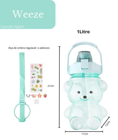 Imagem de Garrafinha De Água Urso Plástica Com Alça 1 Litro P/ Crianças