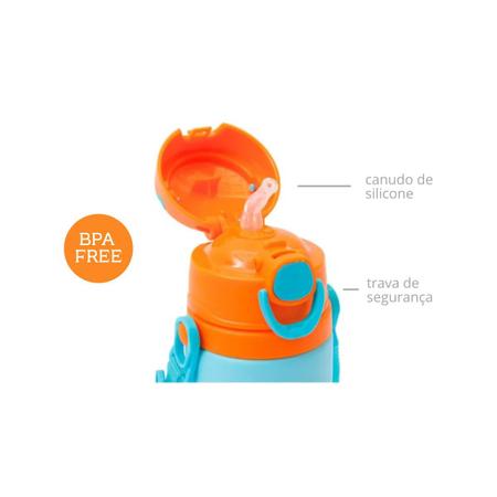 Imagem de Garrafinha de Alumínio 450ml c/ canudo Animal Fun Leão Buba