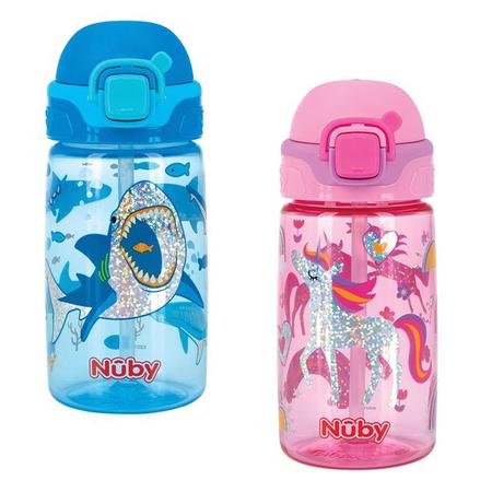 Imagem de Garrafinha Glitter Com Botão Abre E Fecha 415ml Flip-it Bolt Nuby