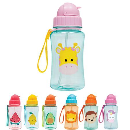 Imagem de Garrafinha Infantil Animal Fun e Frutti com Canudo e Alça 400 ml Buba