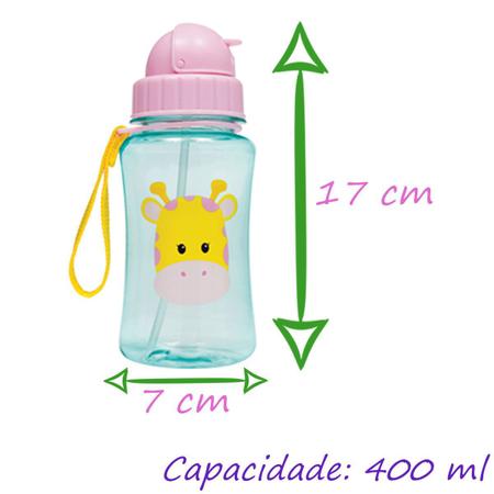 Imagem de Garrafinha Infantil Animal Fun e Frutti com Canudo e Alça 400 ml Buba