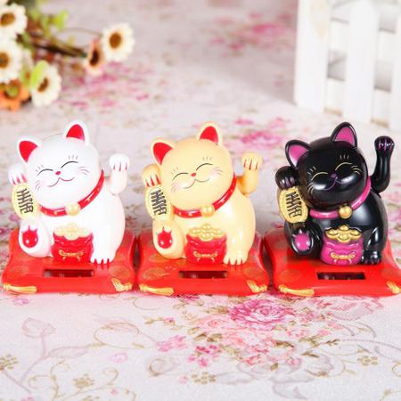 Gato da Sorte e Fortuna Maneki Neko Decorativo Energia Solar