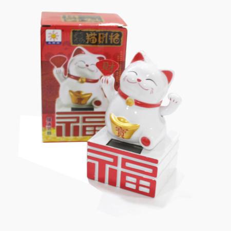 Gato da Sorte e Fortuna Maneki Neko Decorativo Energia Solar