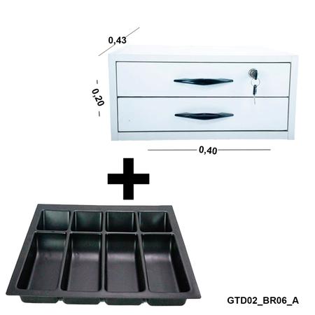 Imagem de Gaveta Dupla em Mdf Branca 0,43 X 0,20 X 0,40 + Porta Notas