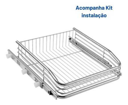 Imagem de Gaveta Multiuso Inox Embutir Móveis Planejados Deslizante