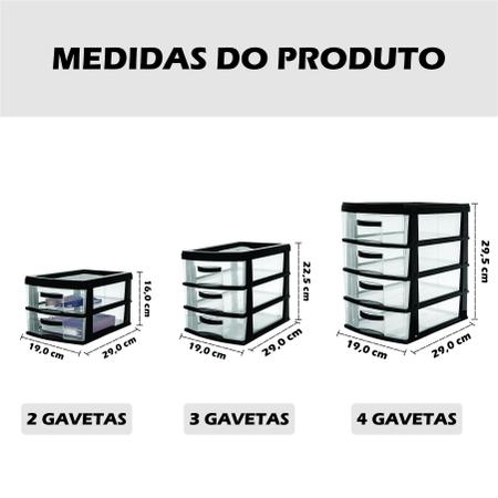 Gaveteiro Organizador 2 3 4 Gavetas de Plástico Grande - Jaguar Utilidades  - Gaveteiro - Magazine Luiza