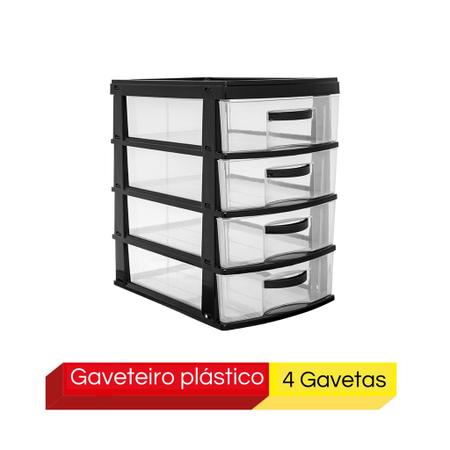 Gaveteiro Organizador Multiuso Plástico Max 4 Gavetas-Preto - JAGUAR -  Gaveteiro Organizador - Magazine Luiza