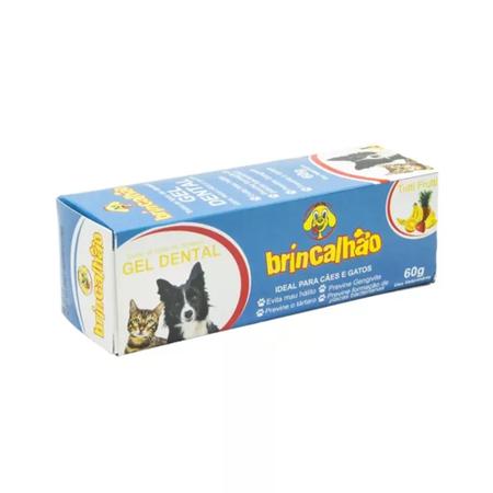 Imagem de Gel Dental e Escova para Pet Cães e Gato Kit 1 Escova e Pasta 60g